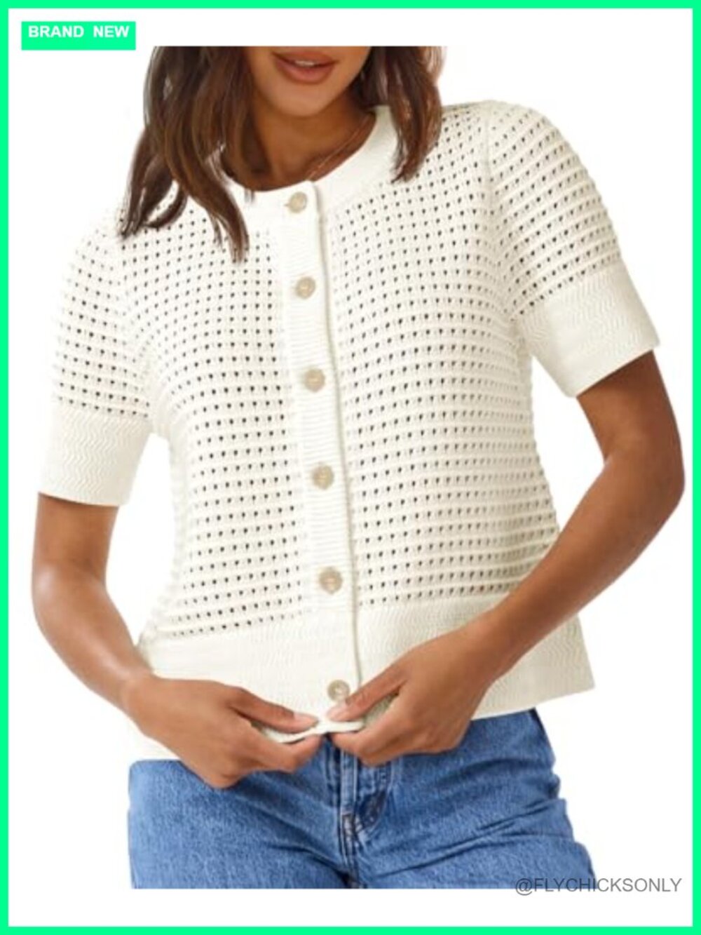 Crochet Short Sleeve Cardigan Summer Beach Sweater Top